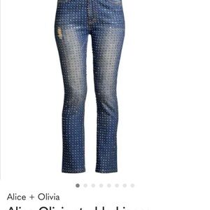 Alice + Olivia Studded Blue Skinny Jeans